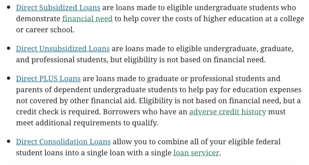 Federal loan options Federal loan options